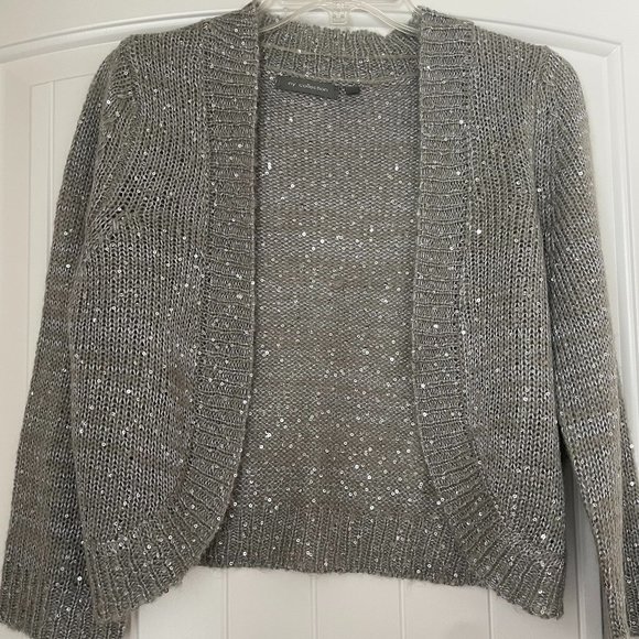 NY Collection Silver Sequin Shrug Size M - Picture 1 of 3
